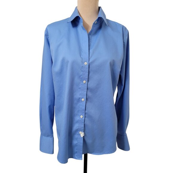 Calvin Klein Size XL /16-18 Blue Long Sleeve Button Down Slim Fit Non Iron Shirt - Picture 1 of 14